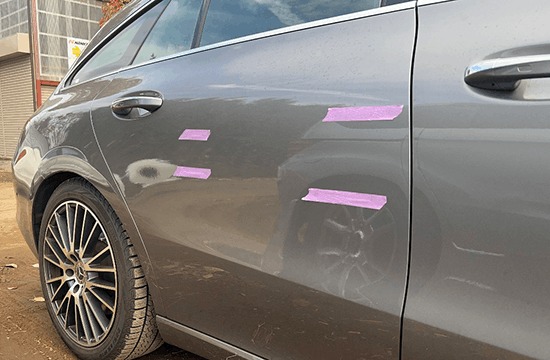 ベンツ CLA250の左側面修理事例